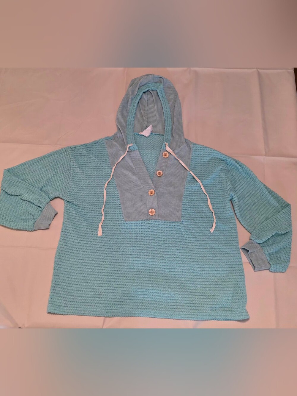 Oversized BiBi Waffle Knit Hoodie-Top - Picture 4 of 4
